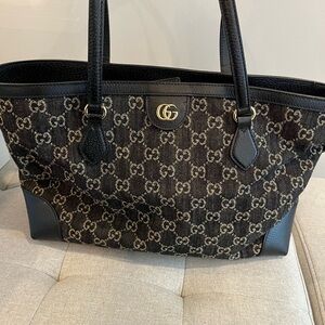 Gucci black denim tote